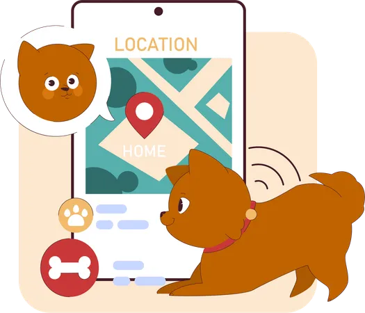 Application de localisation de chien  Illustration