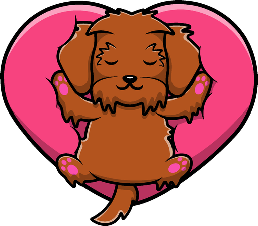 Chien Maltipoo endormi sur un cœur d'amour  Illustration