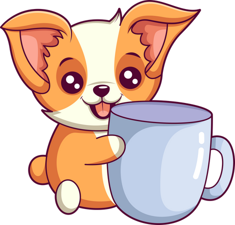 Chien mignon avec tasse  Illustration