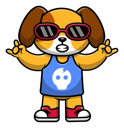 Chien portant un maillot et des lunettes  Illustration