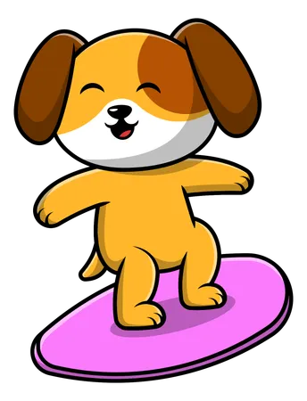 Chien surfant  Illustration