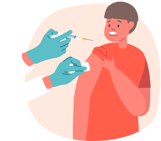 Child Afraid of Vaccination  Illustration