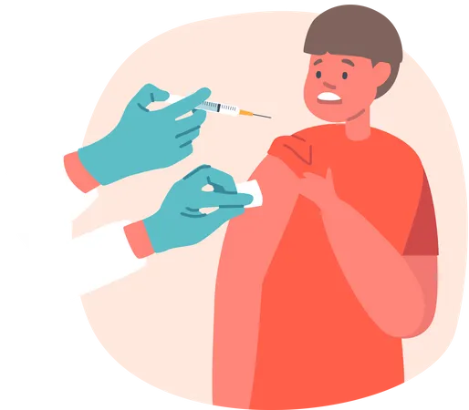 Child Afraid of Vaccination  Illustration