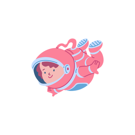 Child astronaut floating in space  Illustration