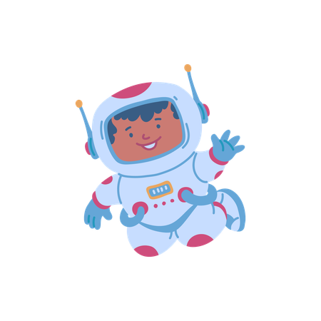 Child astronaut floating in space  Illustration