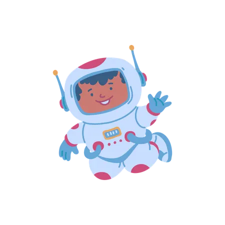 Child astronaut floating in space  Illustration