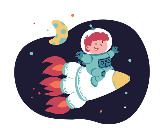Child astronaut on spaceship  Illustration