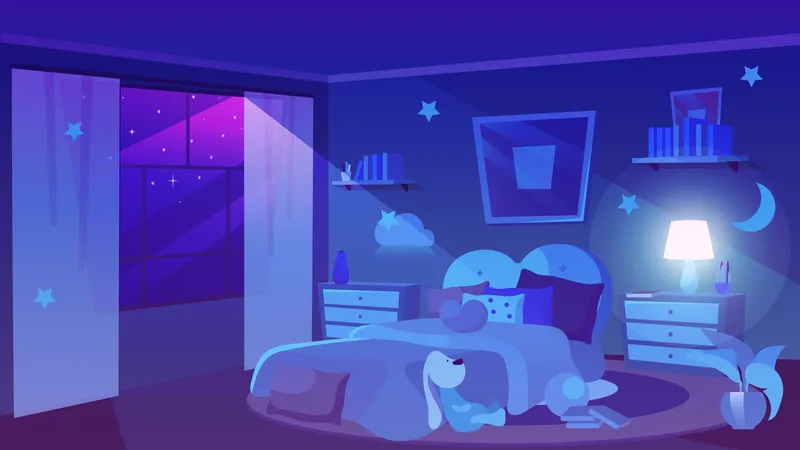Child bedroom night time Illustration