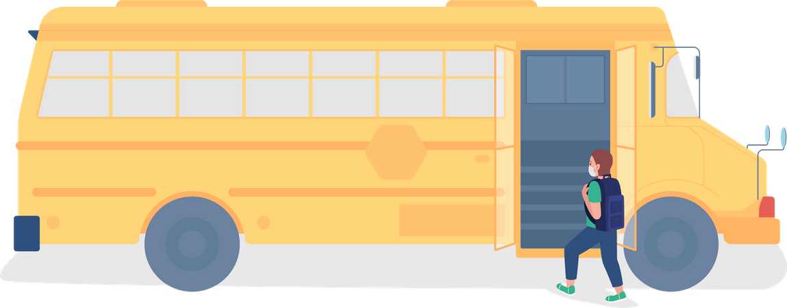 Child boarding school bus Illustration