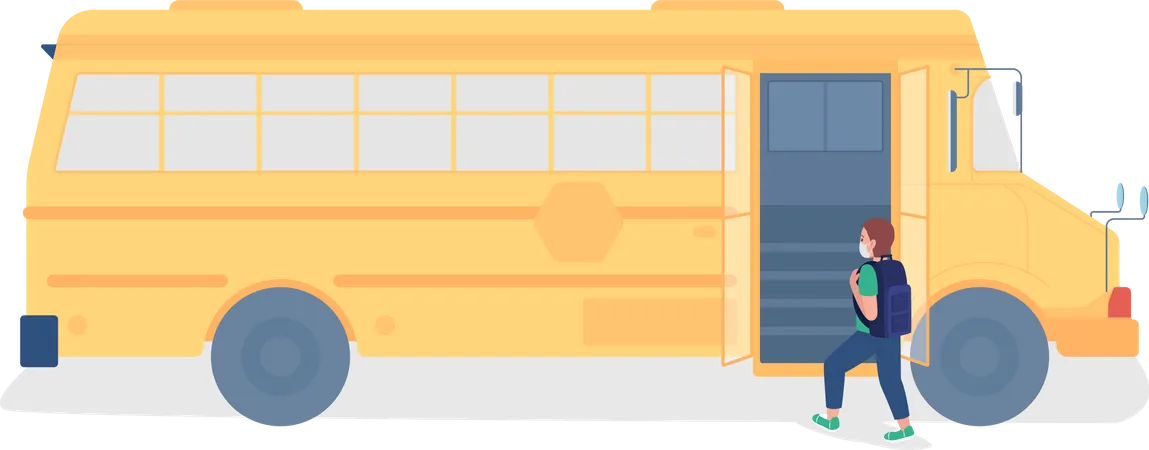 Child boarding school bus  Illustration