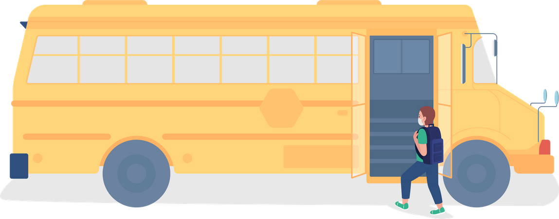 Child boarding school bus  Illustration