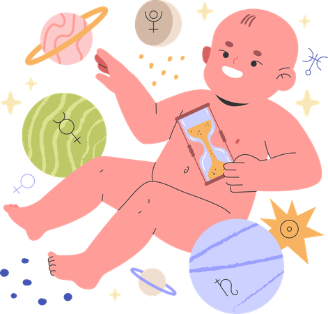 Child born in astrological sign  Illustration