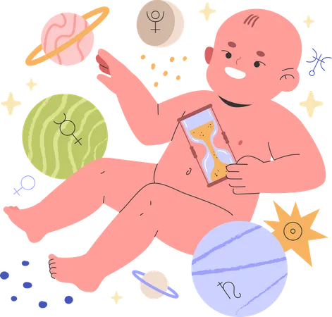 Child born in astrological sign  Illustration