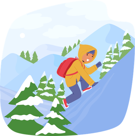 Child Boy Character Bundled Up In Winter Gear  Illustration