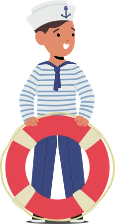 Child Boy Character Dressed In Sailor Costume  Illustration