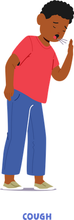 Child Boy Coughing  Illustration