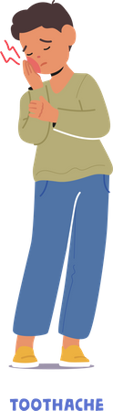 Child Boy With Toothache Pain  Illustration