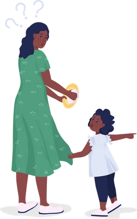 Child calling mother for toy  Illustration