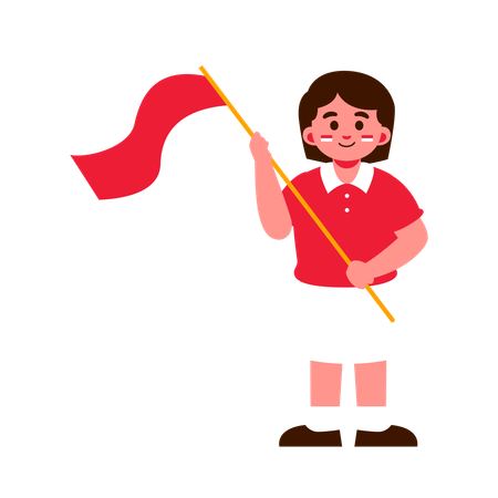 Child carrying Indonesian flag on republic day  Illustration