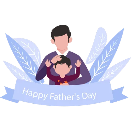 The Child Is Celebrating Fathers Day Illustration