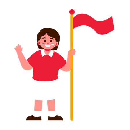 Child celebrating Indonesian independence day  일러스트레이션
