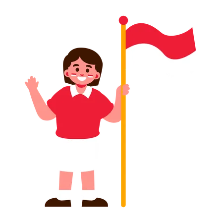 Child celebrating Indonesian independence day  Illustration