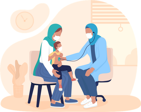 Child checkup with parent Illustration