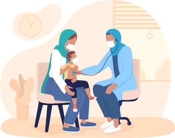 Child checkup with parent  Illustration