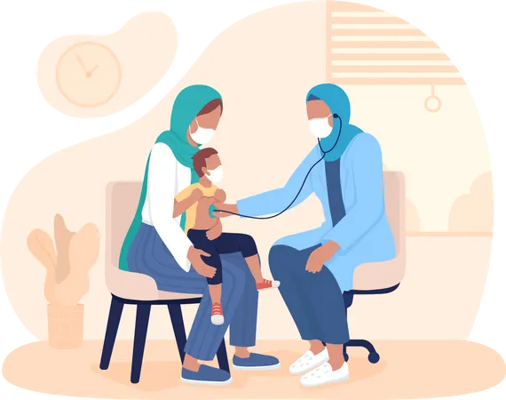 Child checkup with parent  Illustration