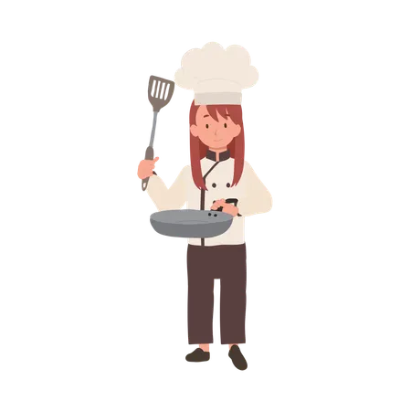 Child Chef Prepares a Delicious Meal  Illustration