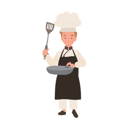 Child Chef Prepares a Delicious Meal  Illustration