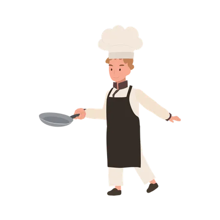 Child Chef Prepares a Delicious Meal  Illustration