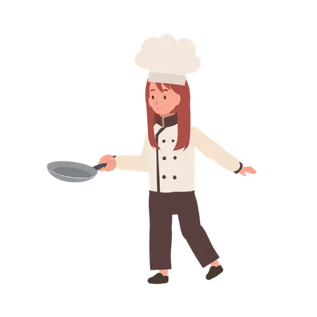 Child Chef Prepares a Delicious Meal  Illustration