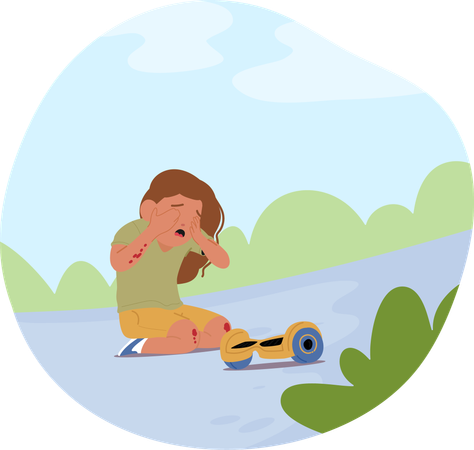 Child crying after hoverboard accident  Illustration