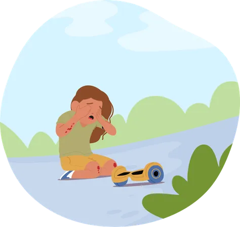 Child crying after hoverboard accident  Illustration