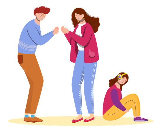 Child crying because of quarrel between parents  Illustration