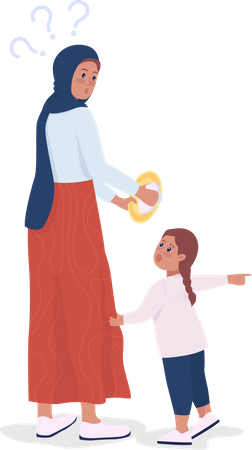 Child demanding mom  Illustration