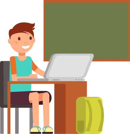 Child doing online study  Illustration