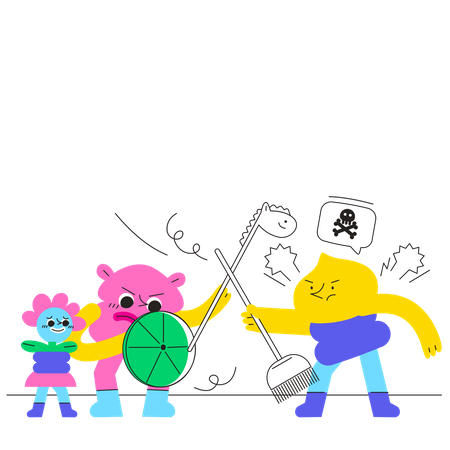 Child doing self defence  イラスト