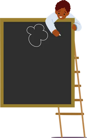 Child drawing on blackboard  Illustration