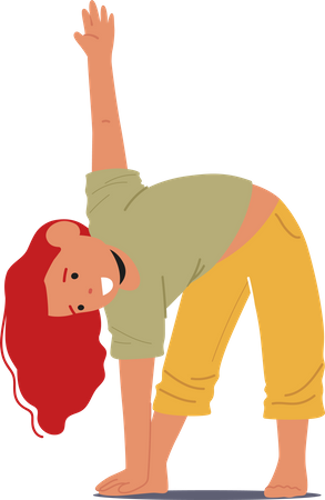 Child Engaged In Yoga Poses  Illustration