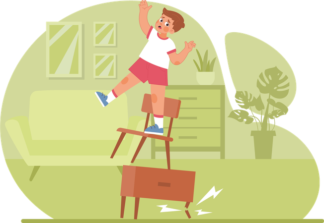 Child falling from chair  Illustration