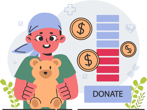 Child gathering donation for cancer operation  Illustration