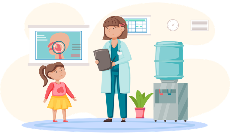 Child getting medical examination  Illustration