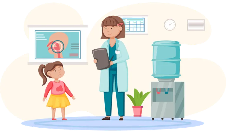 Child getting medical examination  Illustration