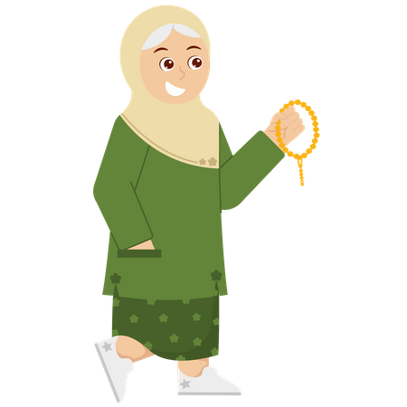 Child Girl Holding Prayer Beads 일러스트레이션