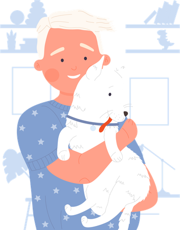 Child Hold dog  Illustration