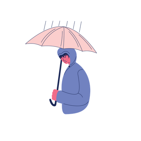 Child holding umbrella when it rain  Illustration