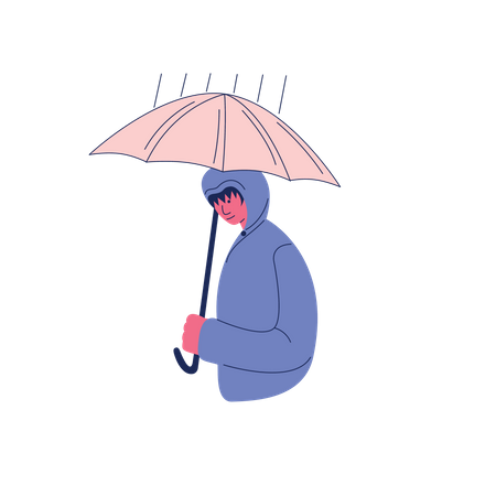 Child holding umbrella when it rain  Illustration