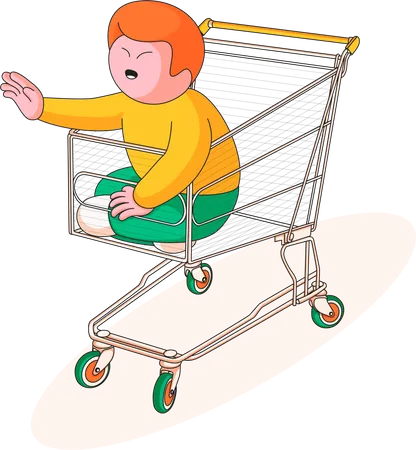 Child in basket shop Illustration